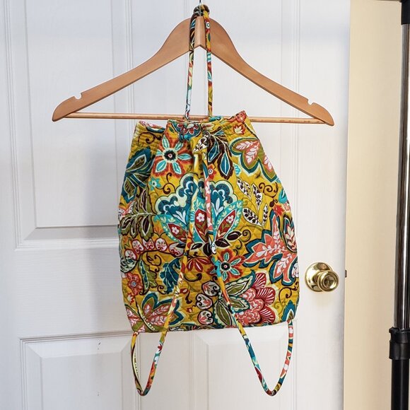 Vera Bradley Provencal Yellow Flower Drawstring Backpack - Picture 6 of 9